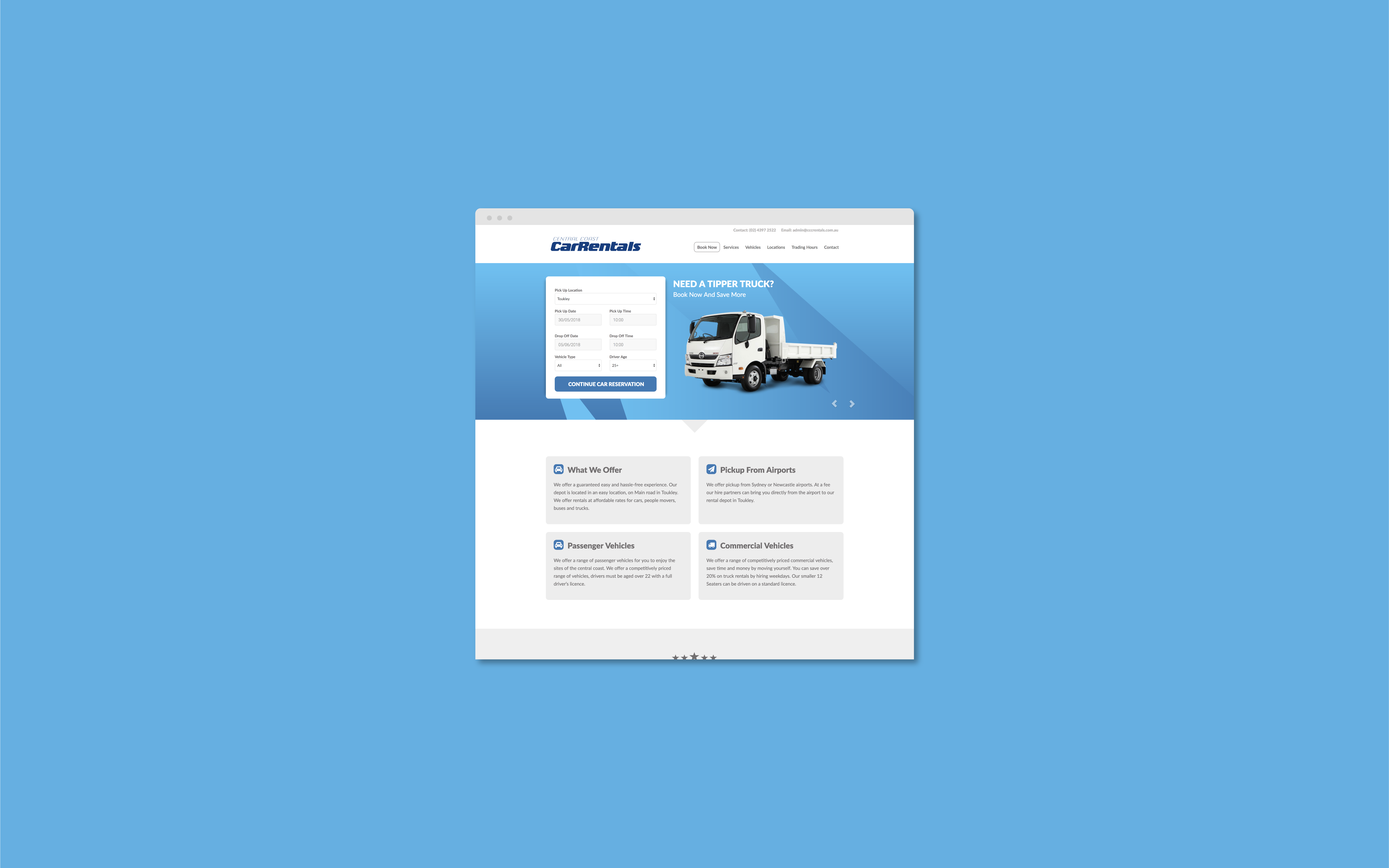 Central Coast Car Rentals Pineapple Website Development